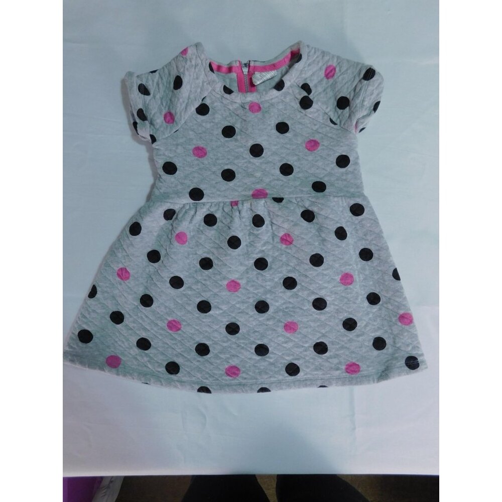 Gymboree Dress Girls 4 Gray Polka Dot Short Sleeve Fit & Flare Casual Party